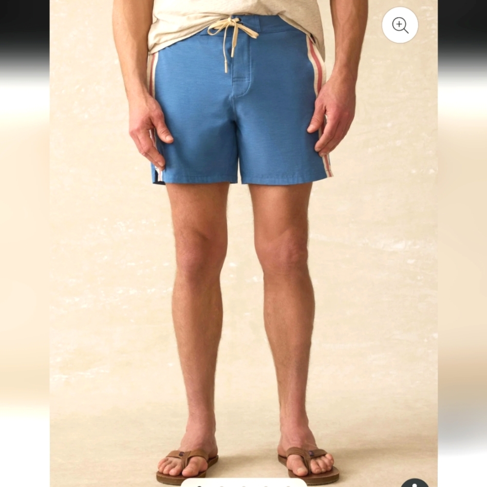 Faherty Biarritz Boardshort - Blue Horizon StripeSize 34 - Picture 2 of 12